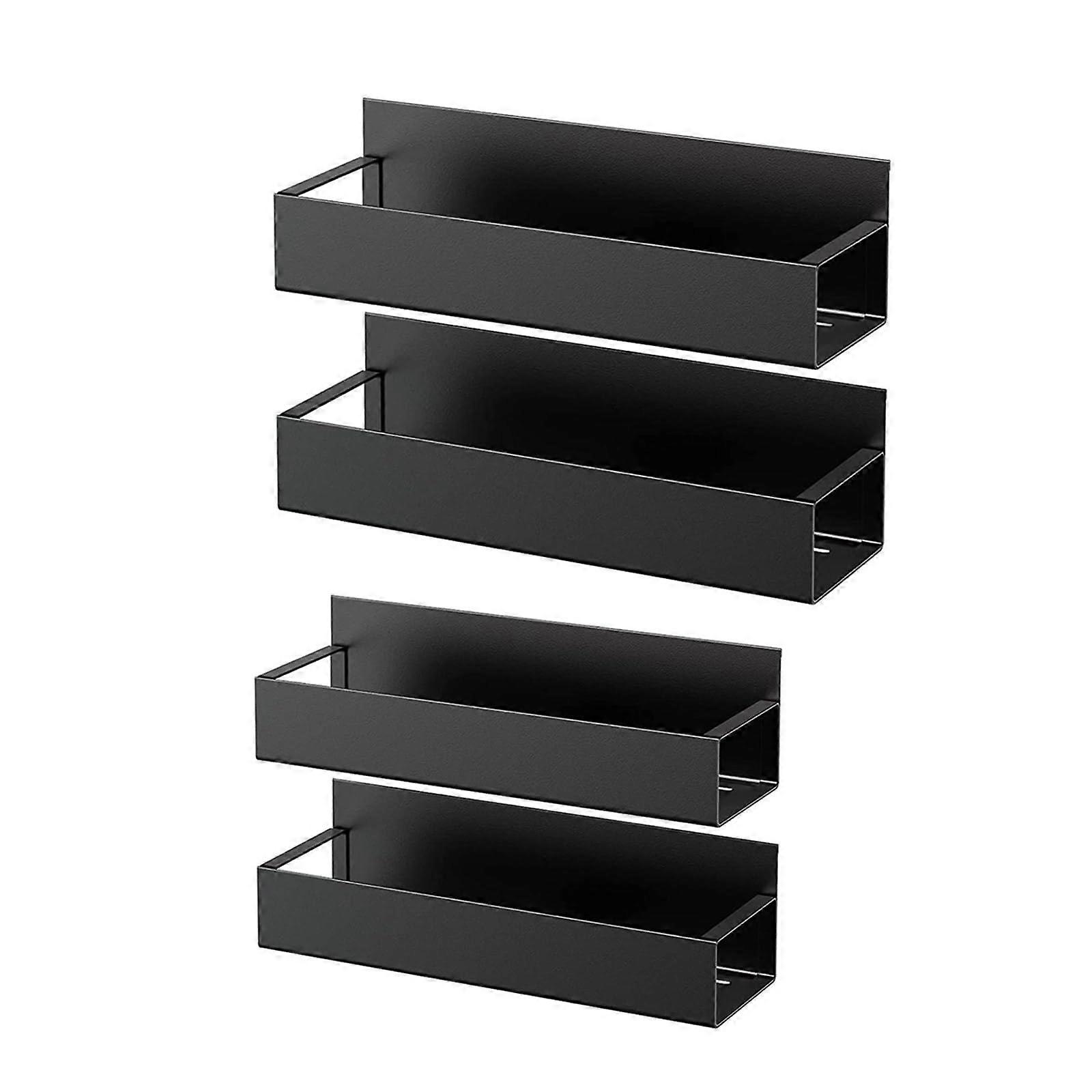 Magnetic Spice Rack Organizer for Refrigerator, Durable Iron Shelf with Hooks, Space Saving Design