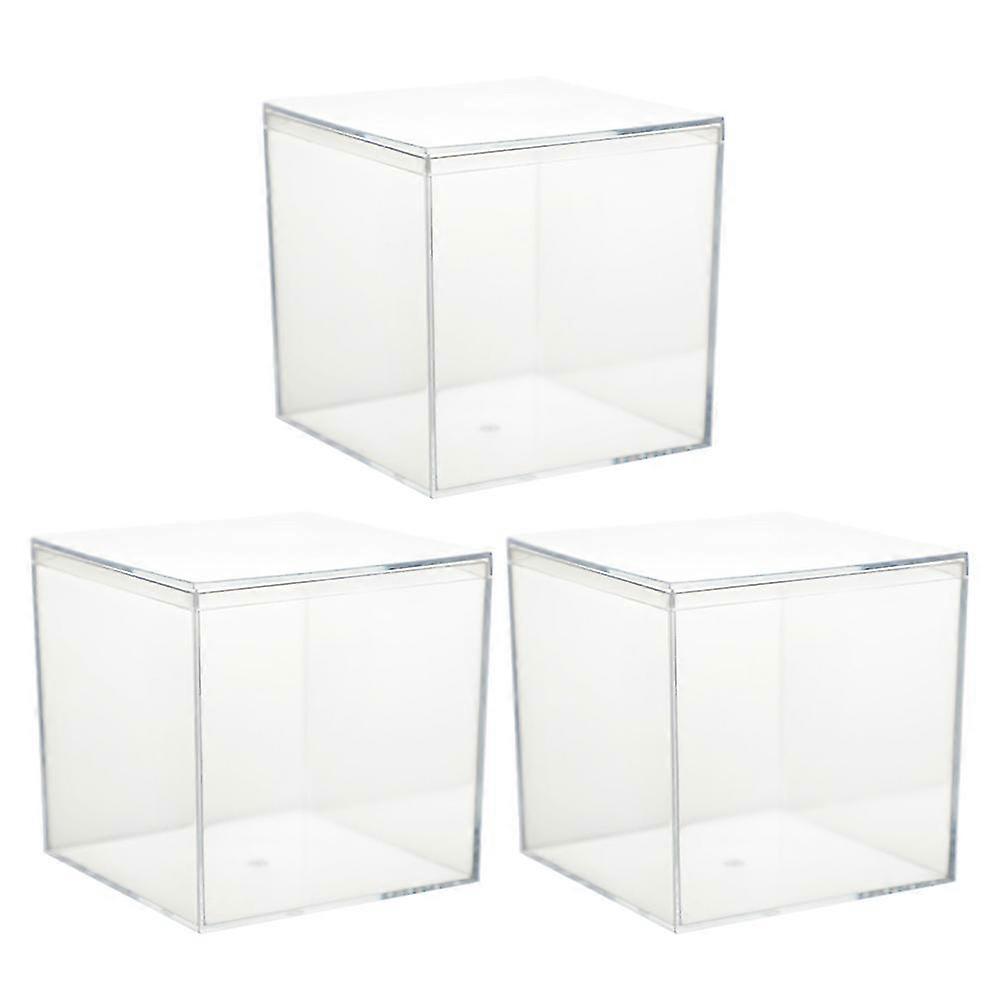 Transparent Clear Boxes Square Cubes for Party 3Pcs Boxes