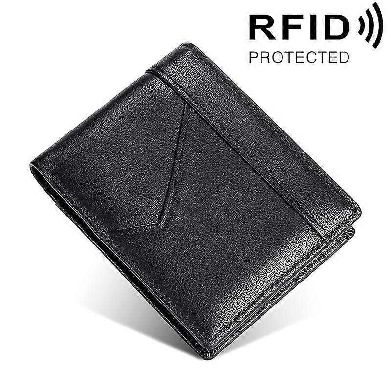 Stitching Leather Men Wallet RFID Anti-Theft Wallet