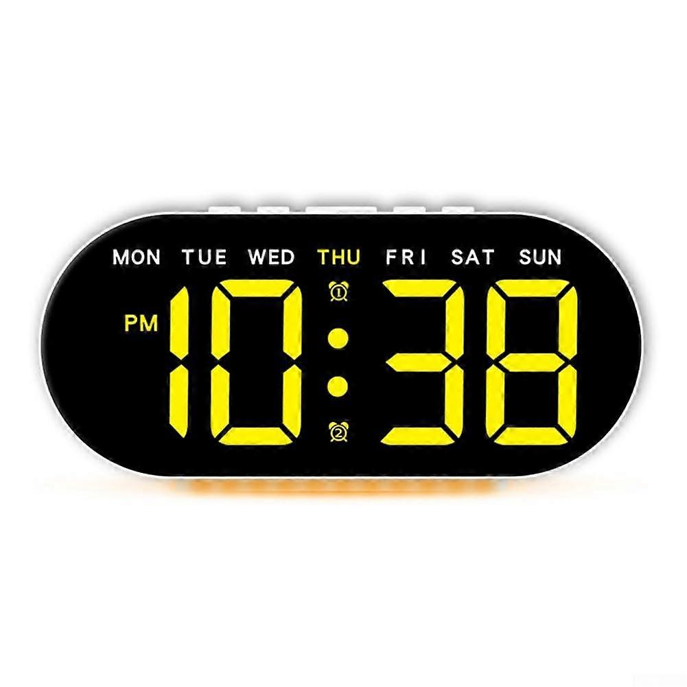 Digital Alarm Clock LED Wall Clock with Adjustable Brightness, Dual Alarms, Temperature and Date Display