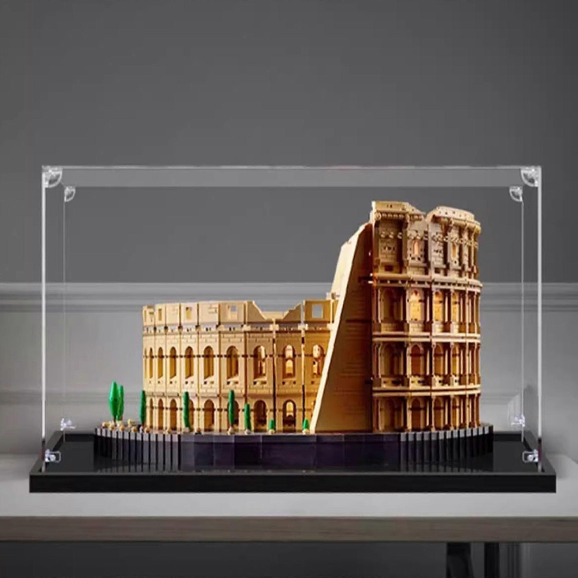 Acrylic Display Case for  10276 Colosseum, Dustproof Clear Box with Mirror Back Panel