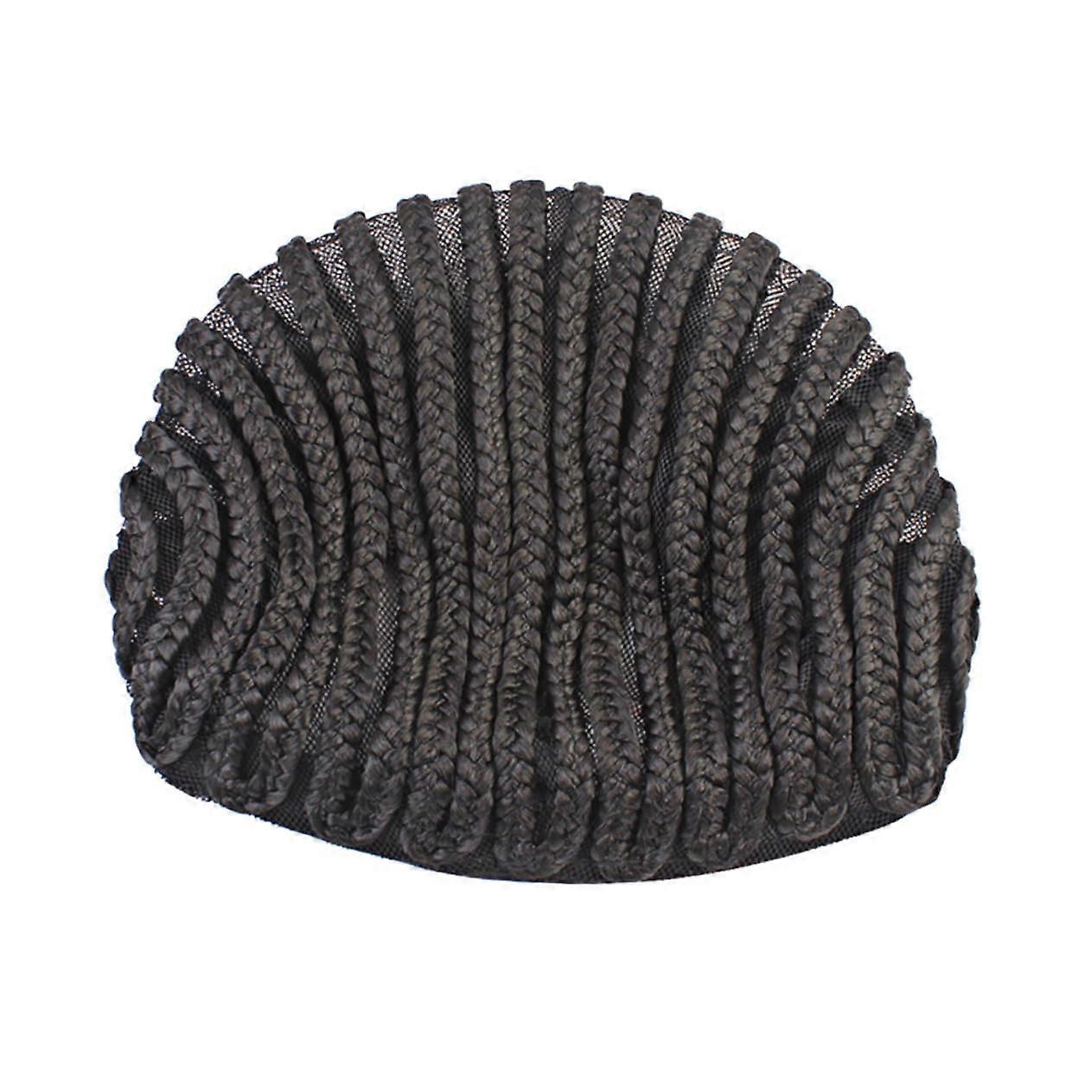 2PCS Black Cornrow Wig Cap with Combs, Stretchable Breathable Dome for Braiding and Crochet Wigs