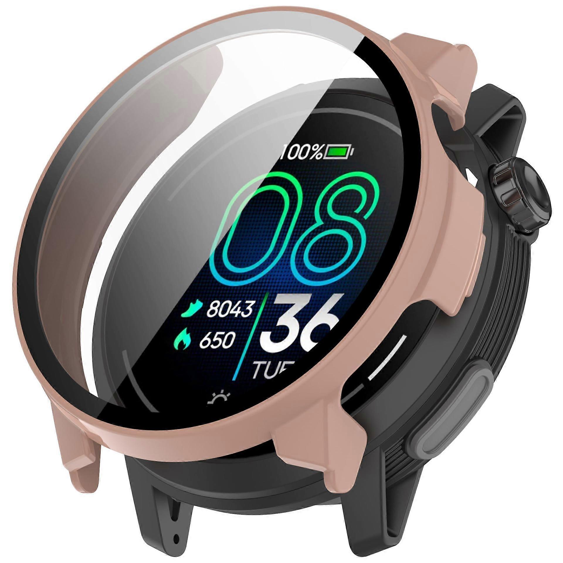 Case for Coros Pace Pro with Tempered Glass Screen Protector, Slim Shockproof Full Coverage Pink Cover