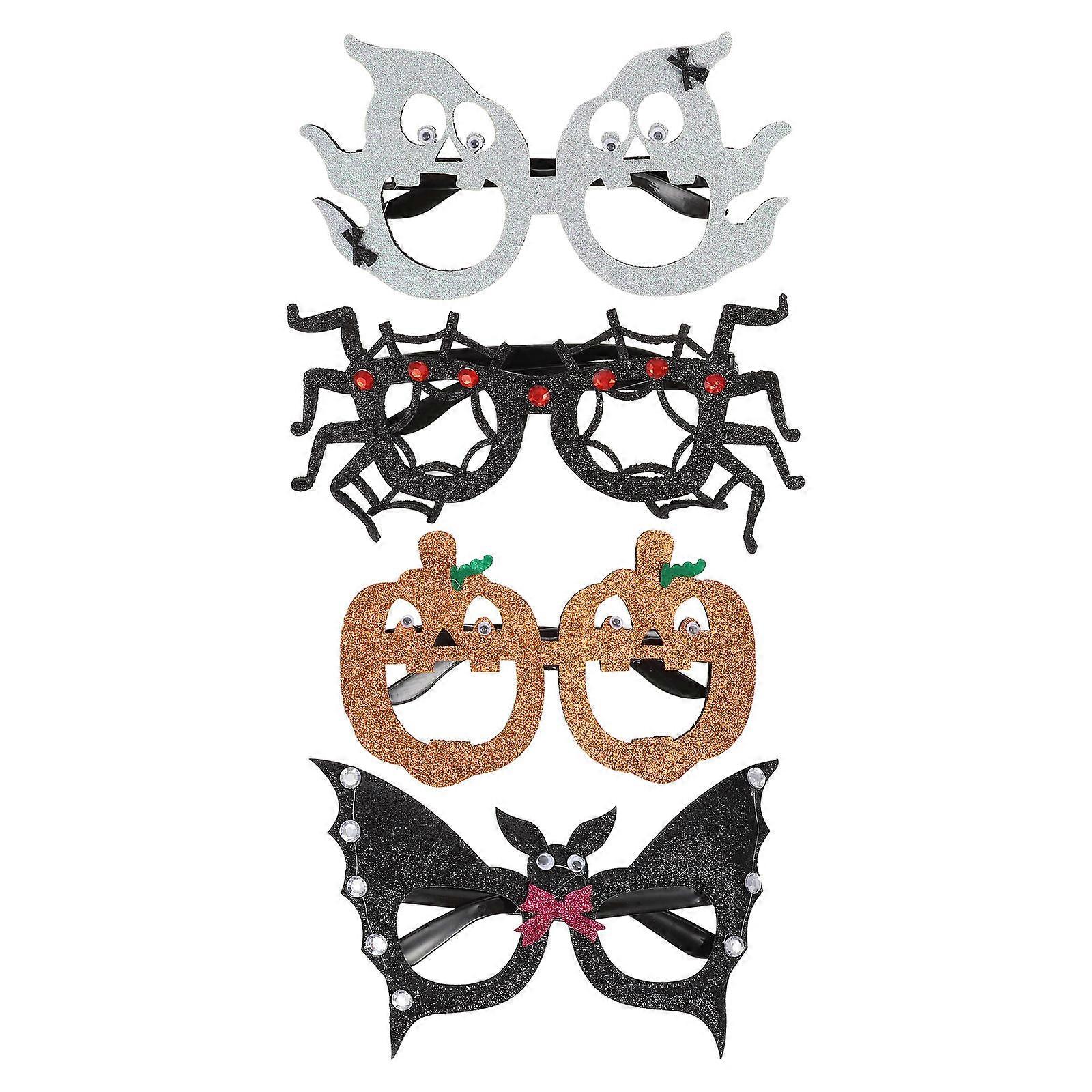 Halloween Glasses Pumpkin Spider Ghost Bat Glasses for Decor 4Pcs Set
