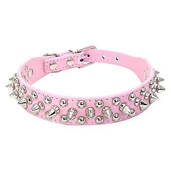 Adjustable Studded Leather Pet Collar for Dogs & Cats with Bell – Compatible with Small Dogs and Cats