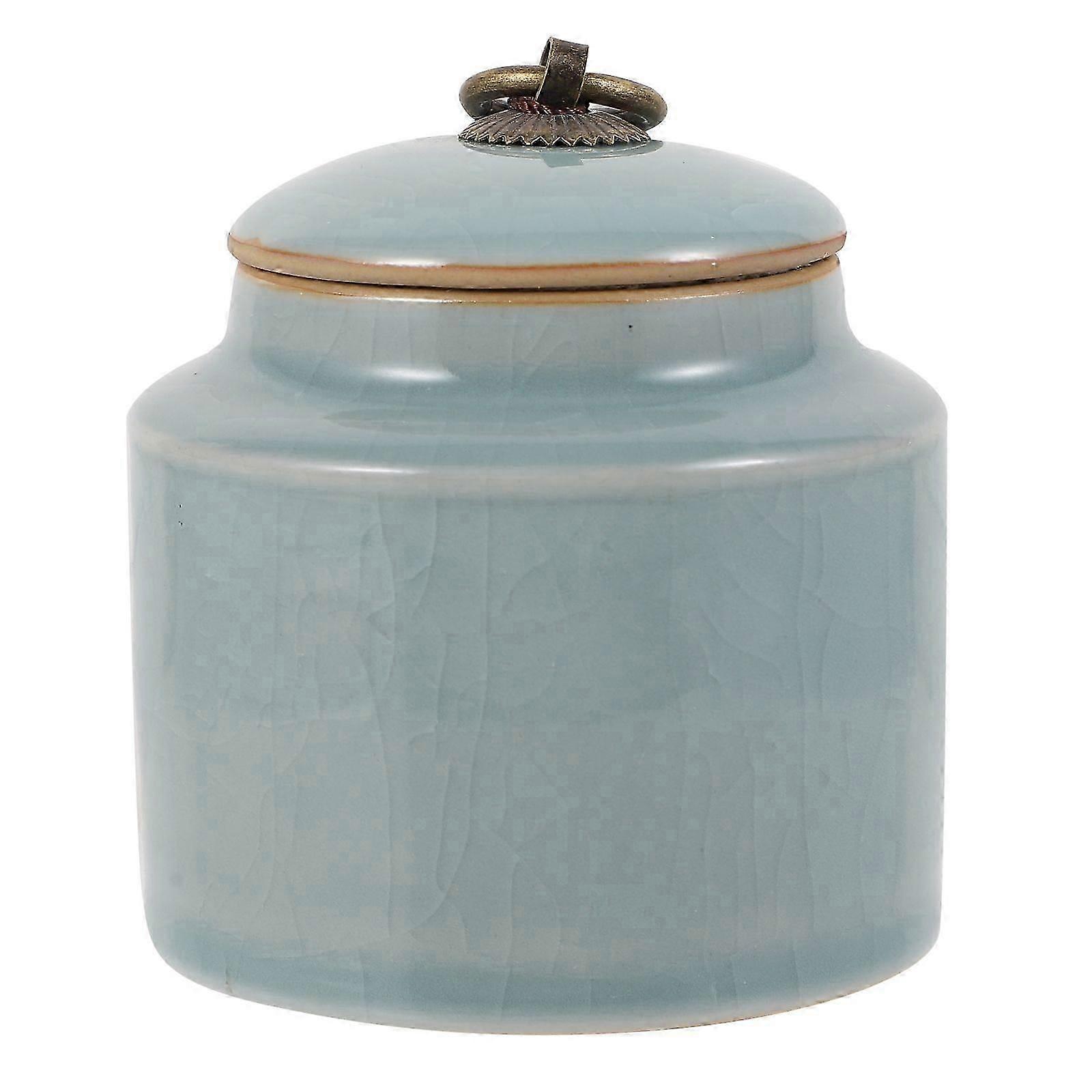 1pc Ceramic Storage Bottle Storage Can Storage Container Desktop Storage Box