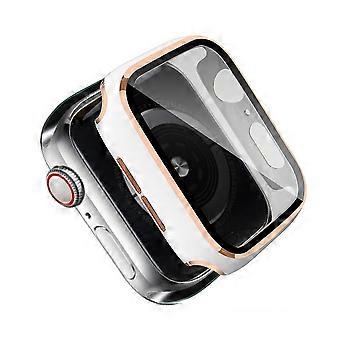 One-Piece Plated Hard PC and Tempered Glass Film Watch Case Compatible For Apple Watch Series SE/6/5/4 44mm