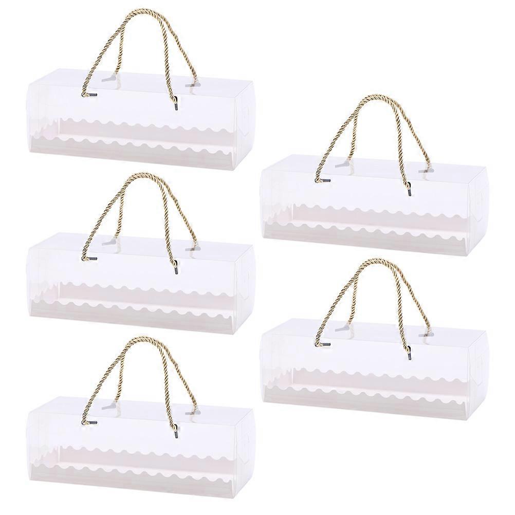 Convenient Dessert Boxes Transparent Cake Roll Packaging for 5Pcs Supply