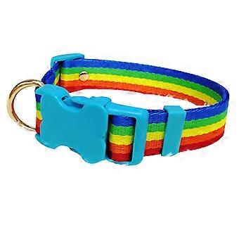 Rainbow Flag Dog Collar Adjustable Dog Collar Soft Polyester Fabric with Quick Release Buckle and Metal D Ring for Pride Parade Accessories, LGBTQ