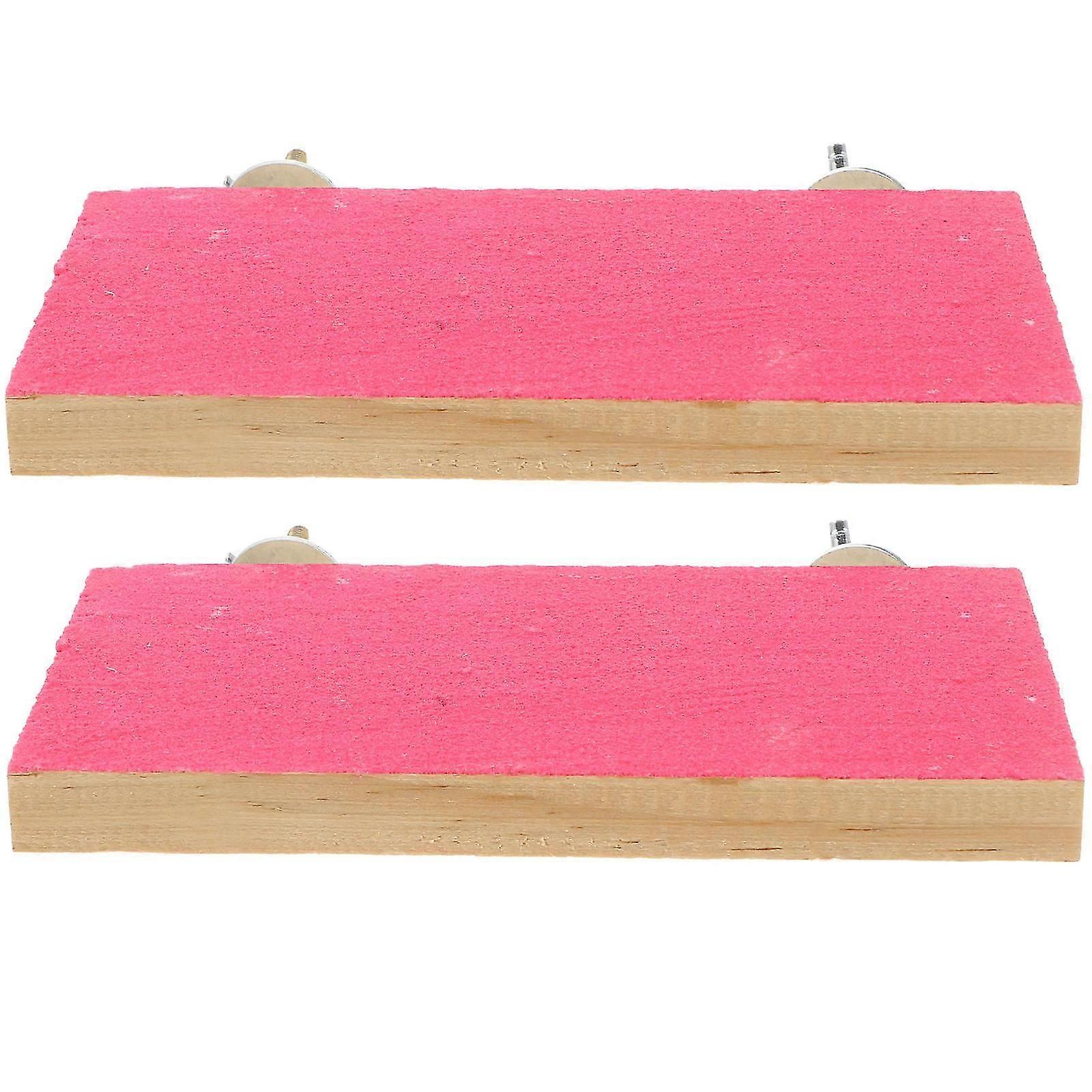 Bird Platform Rectangular Wooden Stands for Parakeets 4Pcs Pink Bird Toy