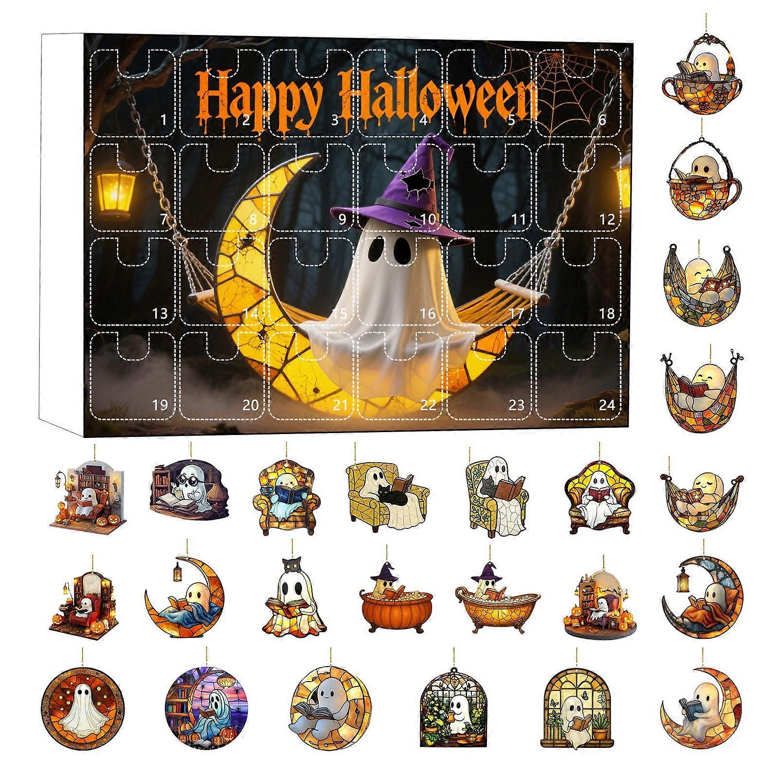 Ghost Reading Ornament Countdown - 26x18cm - for Window Hanging