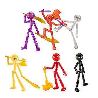 Mehrgelenkige Streichholzmann-Actionfiguren, 6 Stück, geeignet für Sammler und als Geschenk, dekorative Bewegungsfigur, mehrfarbig