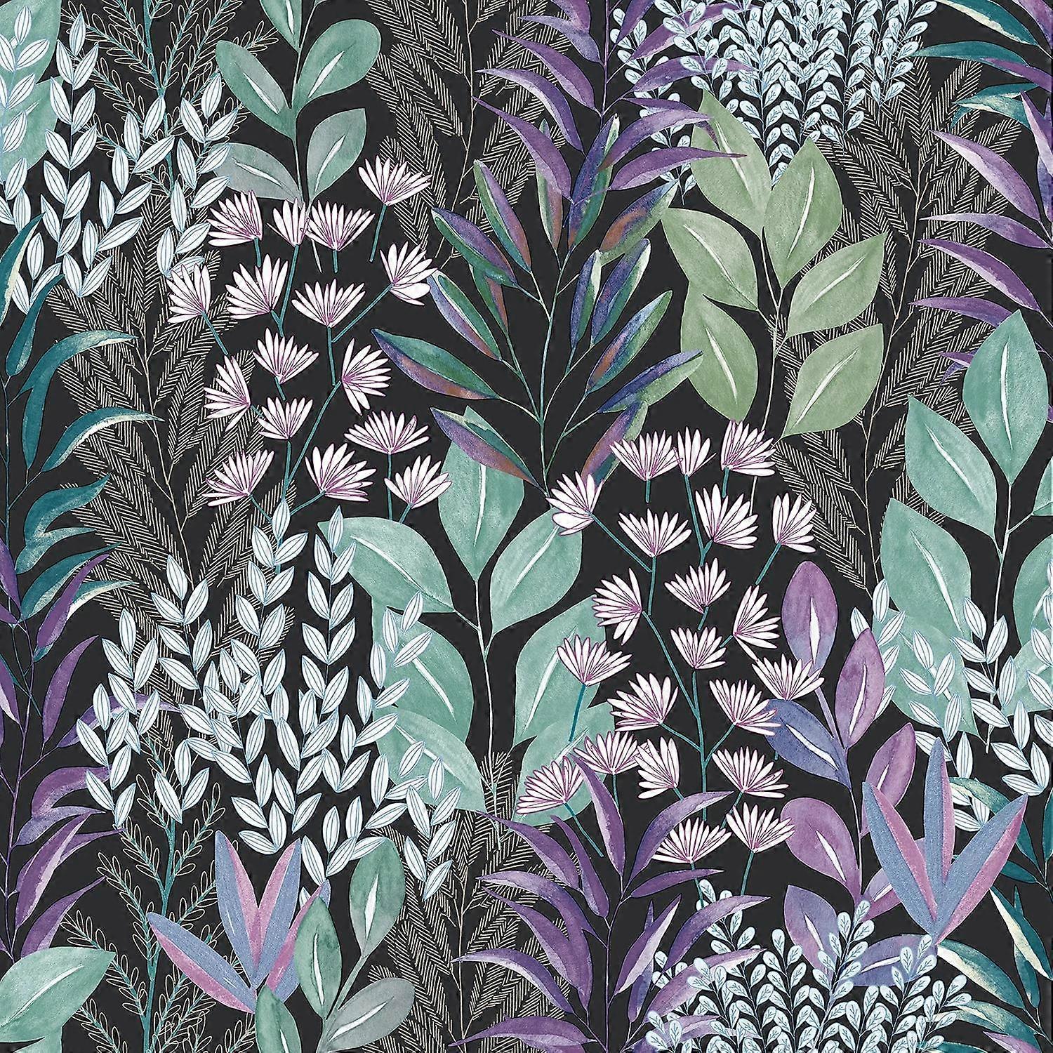 Black Purple Floral Wallpaper