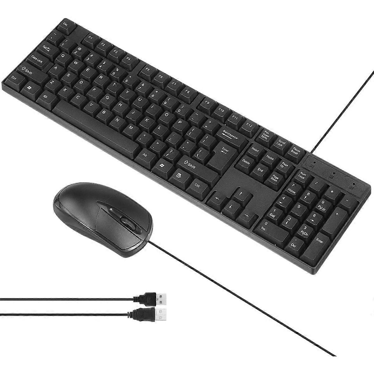 Wired USB Keyboard and Mouse Combo Quiet Typing with Numeric Keypad Durable Computer Accessory for Use
