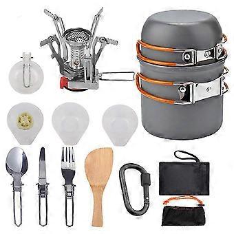 Camping Hiking Cookware Set Outdoor Portable Picnic Cookware Kit Alumina Pot Set Travel Cooking Accessory