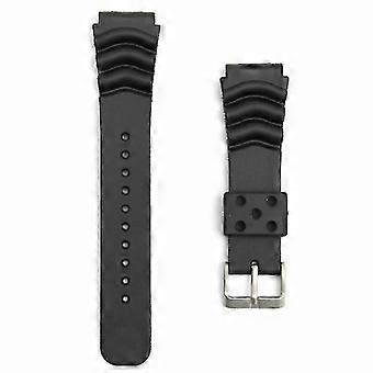 22MM sort gummi urbånd / remudskiftning til SEIKO DIVER's Watch
