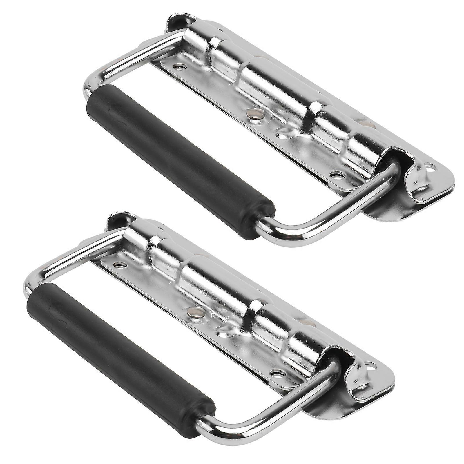 2Pcs Flight Case Handles Folding Case Knob with Spring Shell-free Handles Silver