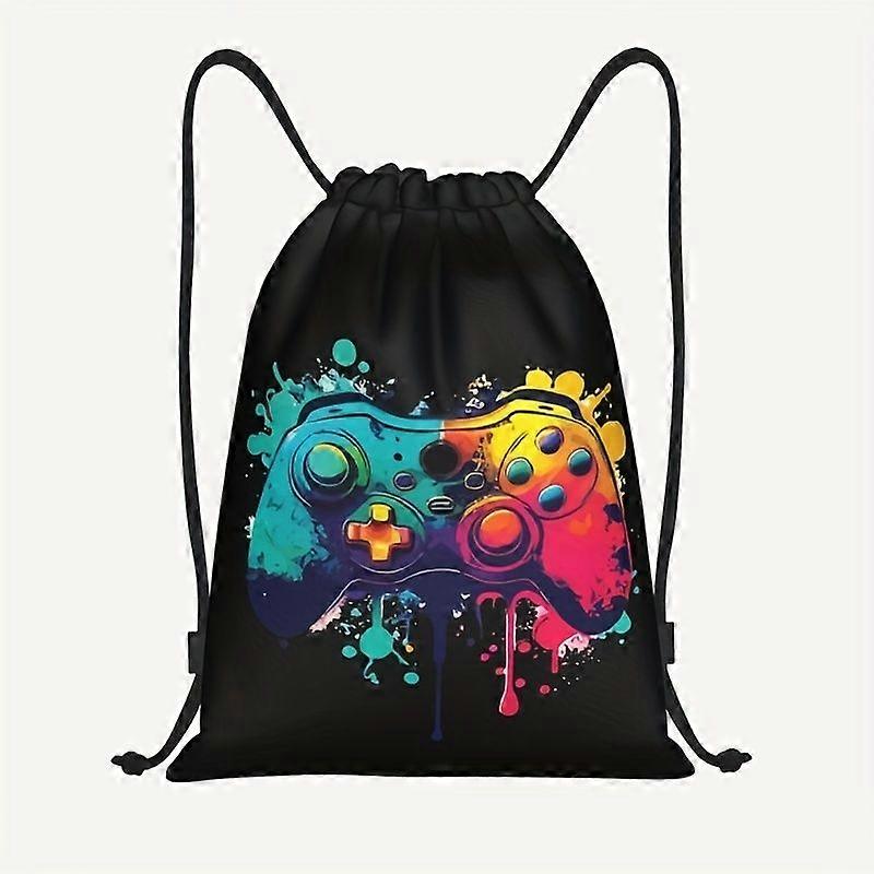 1pc 1pc Game Controller Pattern Backpack - Adjustable Strap/Soft Drawstring Bag Suitable for Gym, Travel | Durable Polye-Pqasd