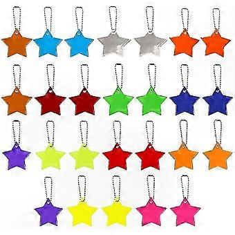 For Backpack, School Bag, Cycling, Walking & Running: 26pcs Star Safety Reflector Pendants, 13 Colors