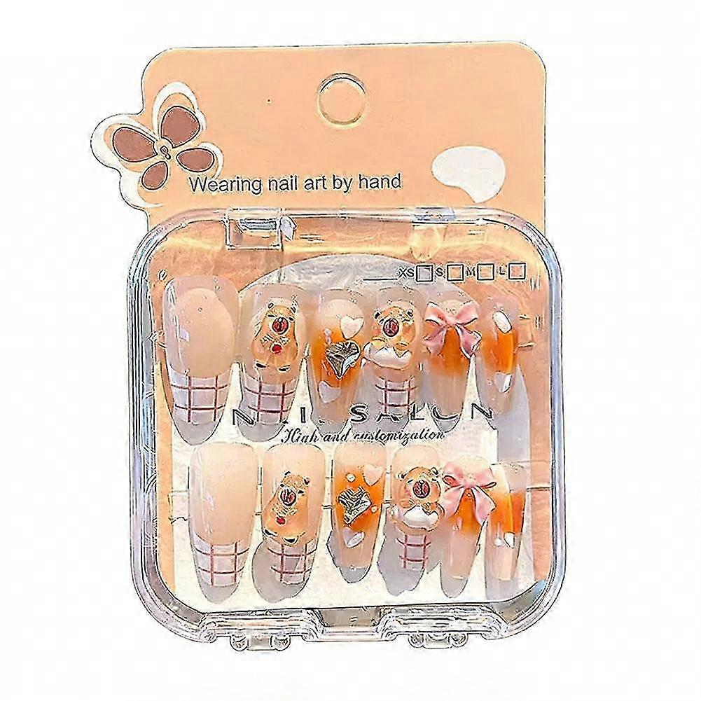 24pc Heart Bow Design Press On Nails