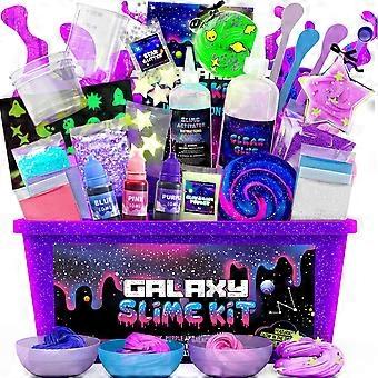Mini Galaxy Slime Kit: DIY Glitter Slime Making with Glue,Activator,Colorants,Soft Clay,Glitter&Accessories,Creative Gift for Ages 6+._Ryu