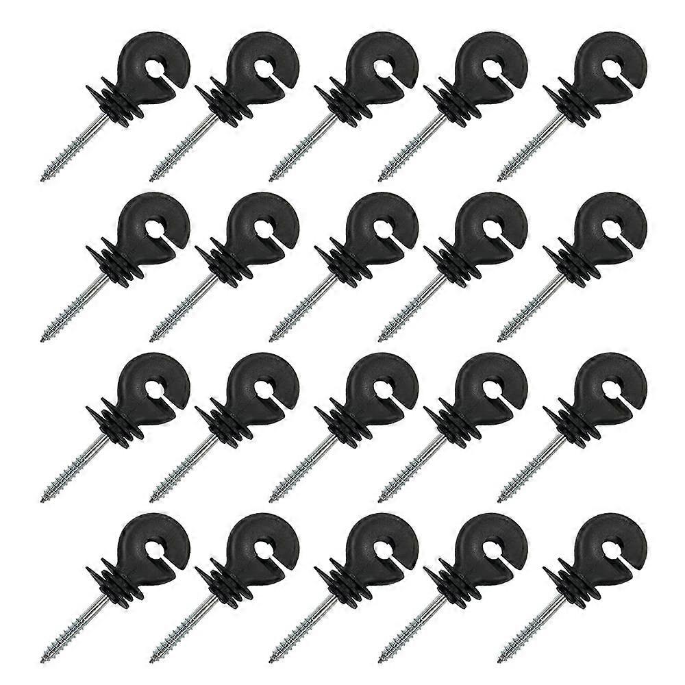 20pcs Black SelfTapping Electric Fence Insulator Set with Drill Socket Tool, Durable Ring Post Design