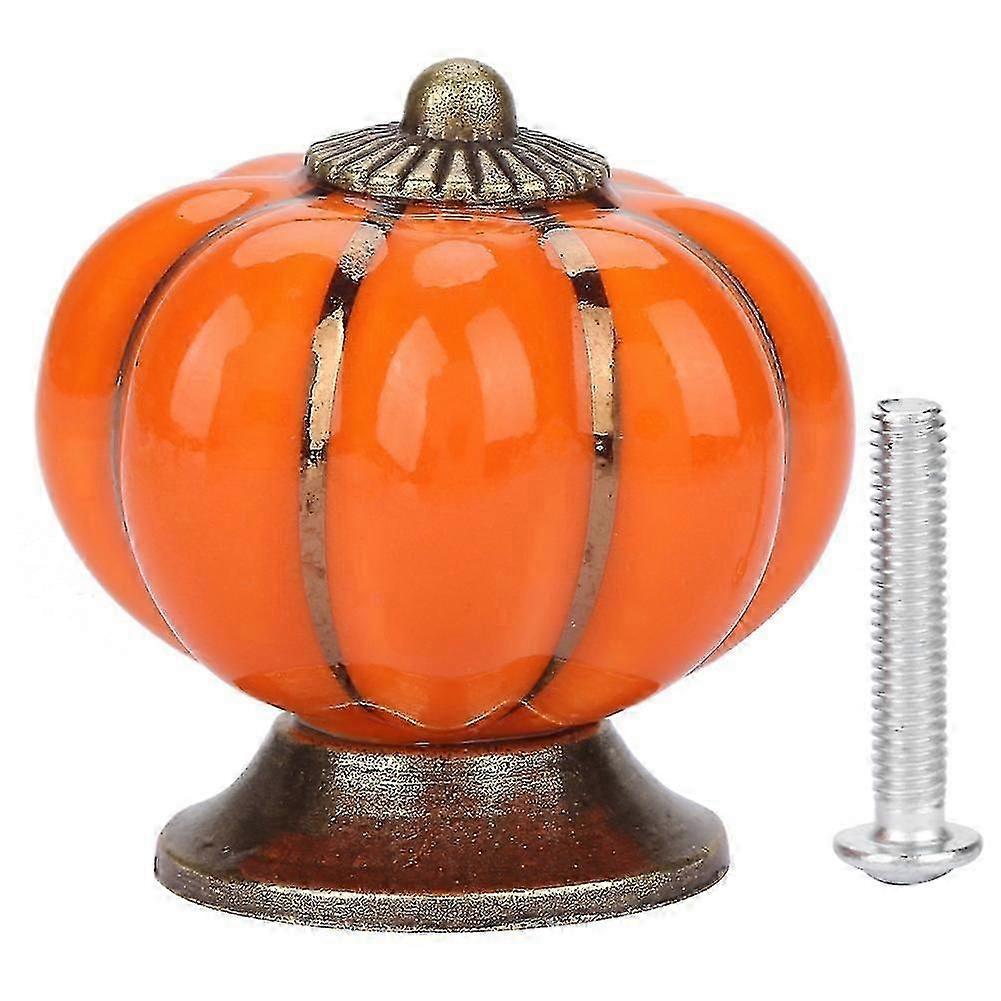 Ceramic Pumpkin Knobs, European Style Knobs, European Style Handle Pull Ceramic Pumpkin Knobs for Room Cabinet Drawer Furniture(Orange)