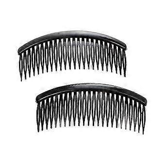 Black Plastic 24 Teeth Hair Comb Clips, 2 Pcs for Women and Girls