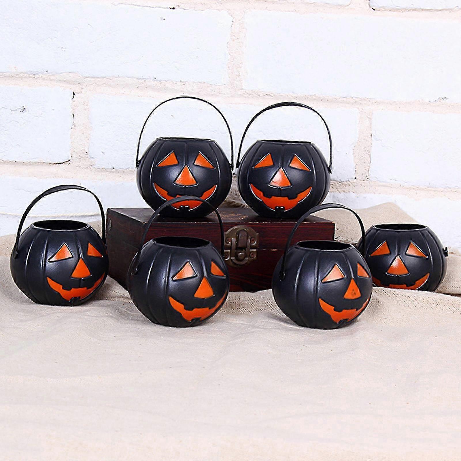 6Pcs Portable Halloween Candy Buckets Flame