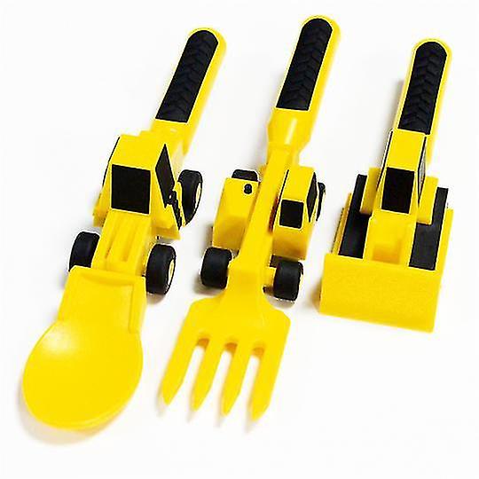 3pcs Kids Utensil Construction Themed Fork And Spoon Set