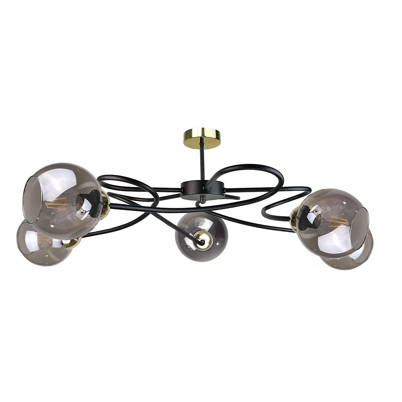 Blom Multi Arm Semi Flush Ceiling Light Black, 65cm, 5x E27