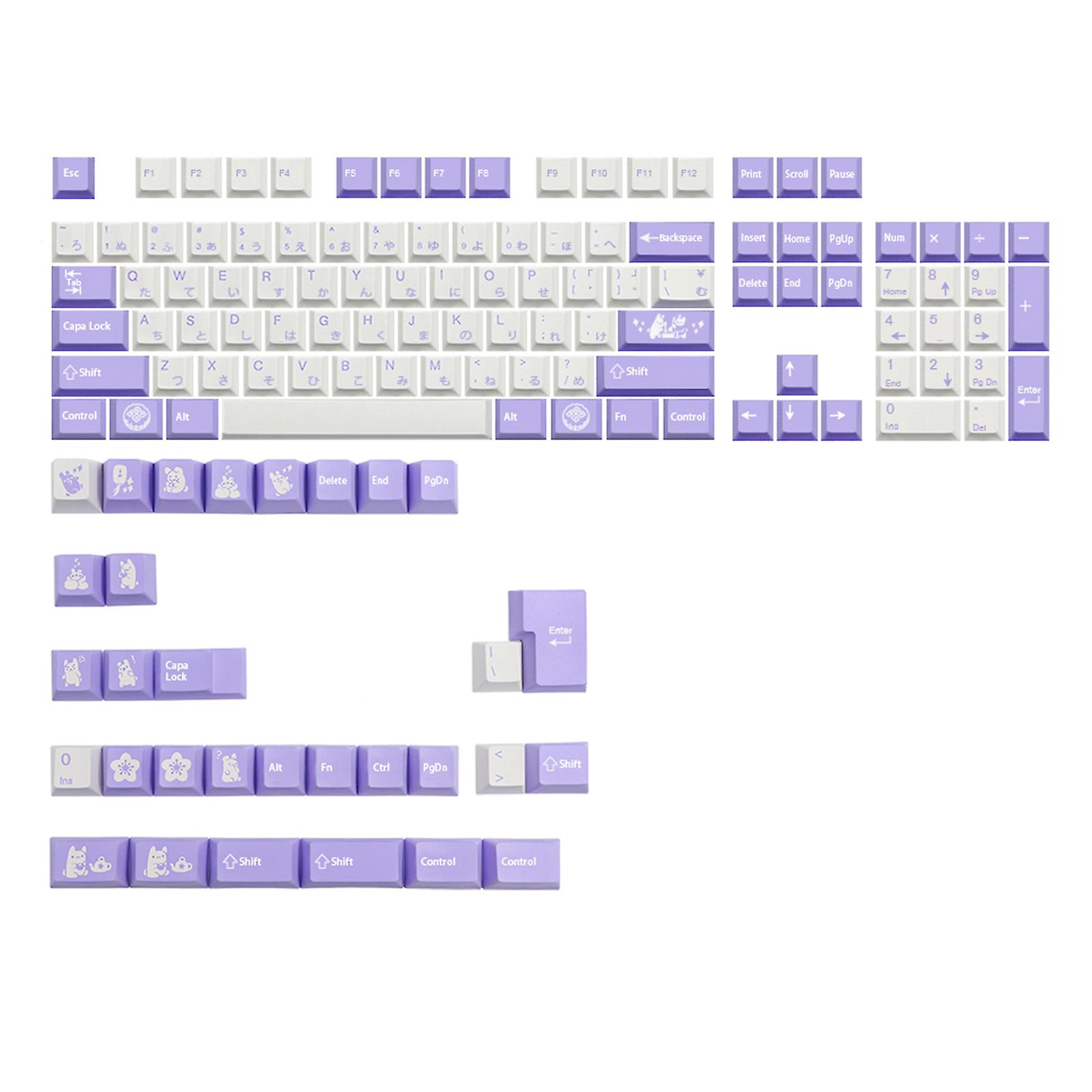 133 Cherry Dye Sublimation PBT Keycaps pour MX Switch Mechanical Keyboard Bunny