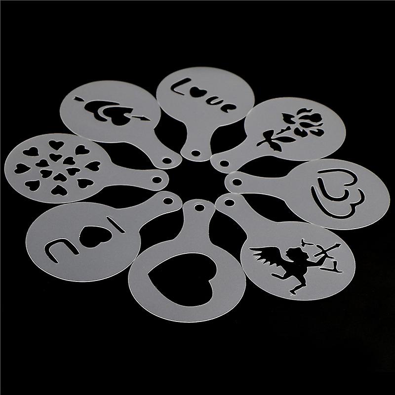8pcs/set Cake Stencils Mold Valentine's Day Coffee Mold Pastry Tools