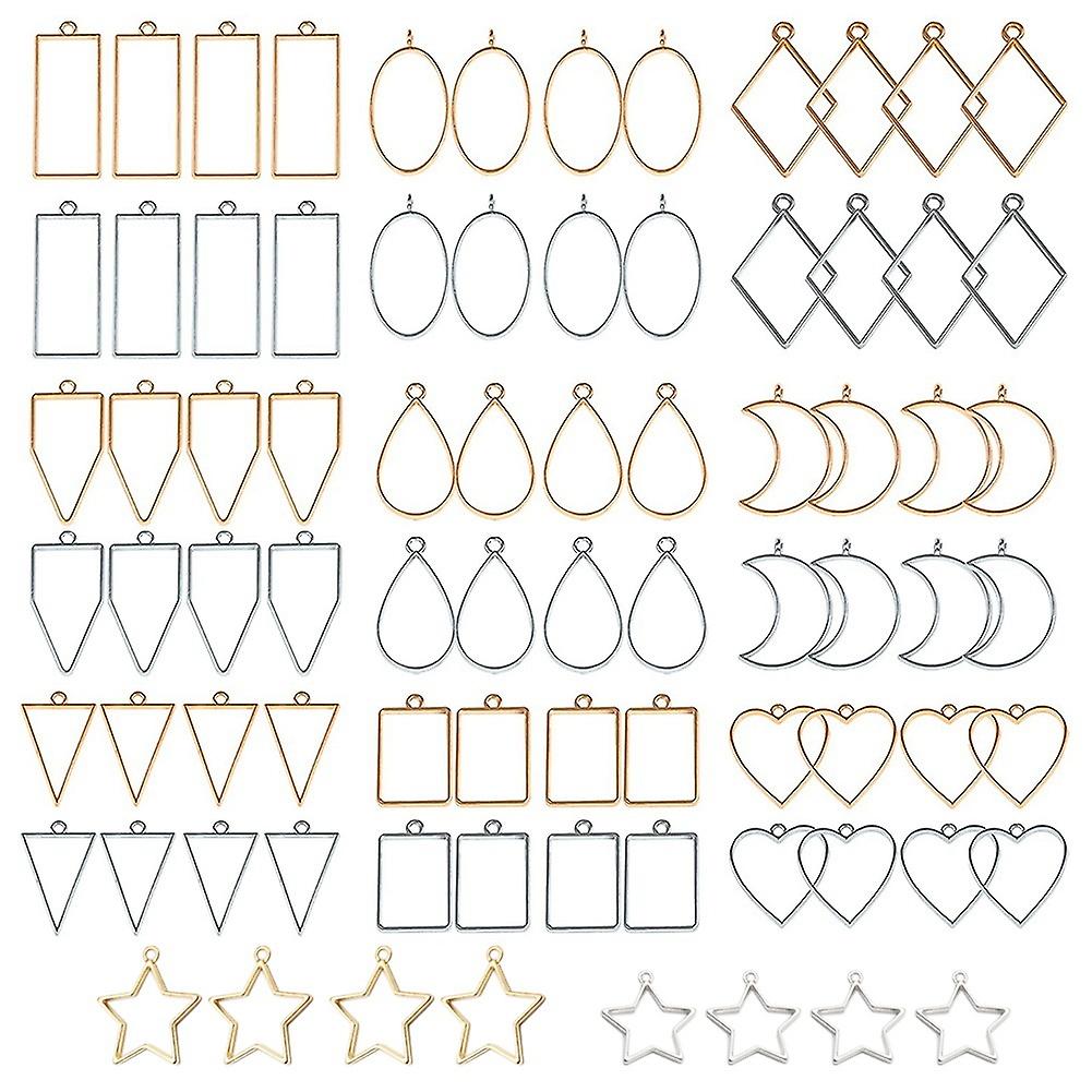 80 PCS Assorted Open Metal Bezels for Resin Pressed Frame Charms Earring and Necklaces Making Frame