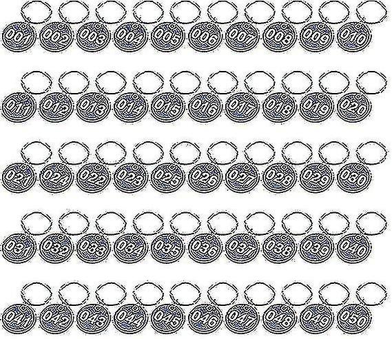 1-50 Numbers Key Chain Numbers Tags Locker Gym Key Rings Engraved Number With Key Rings Key Ring Aluminum Numbers Tag