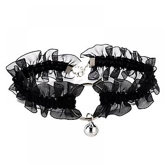 Gothic Lolita Bell Lace Choker Collar Necklace Sweet Cute Choker Necklace Hollow for Cat Choker Gift for Women Girl(Black)