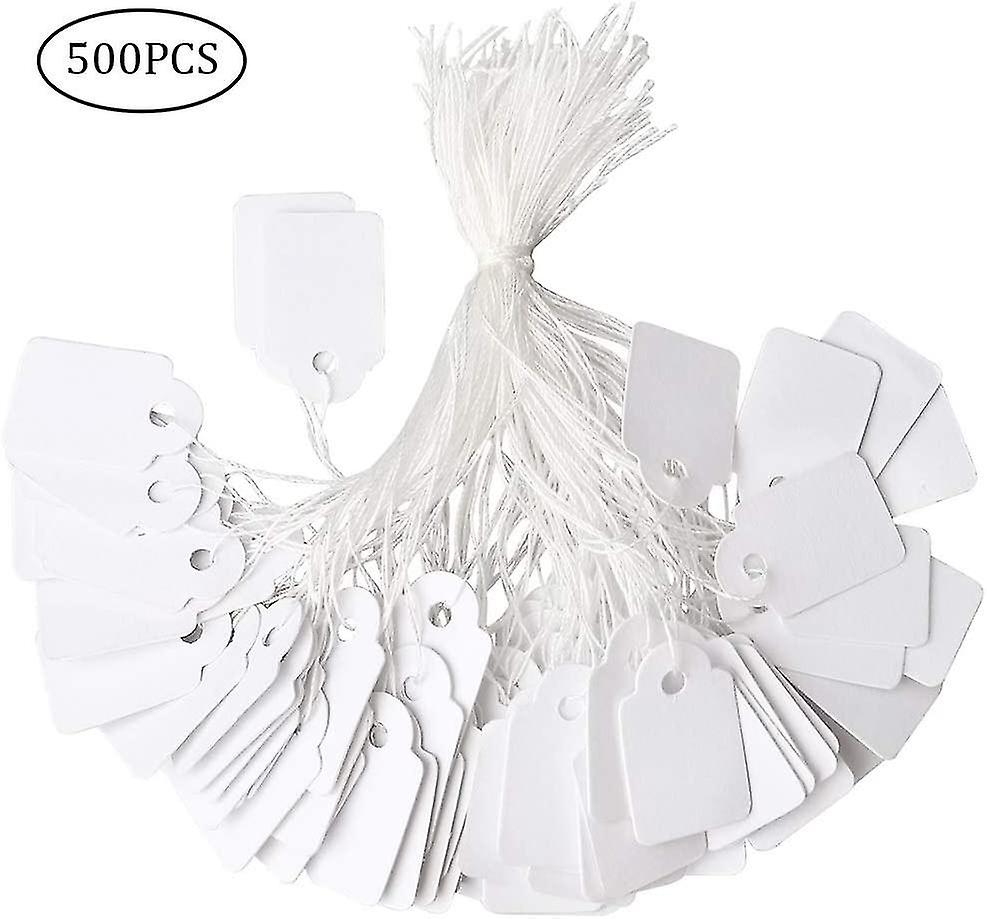 500 Stück Schmuck Preis Anhänger, weiß Strung Tags Papier Markierung Tags Kleidung Display Tag (25 * 15mm)