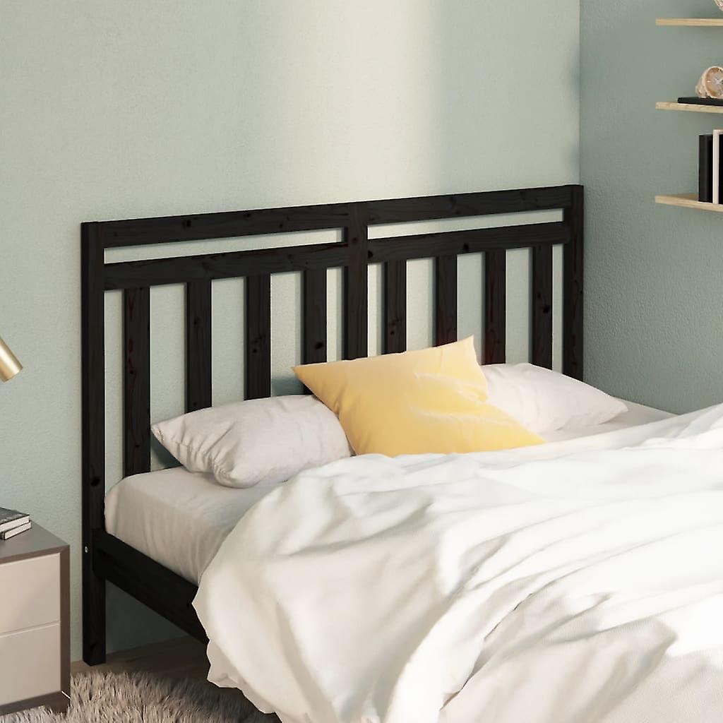 Headboard Black 166x4x100 cm Solid Pine Wood