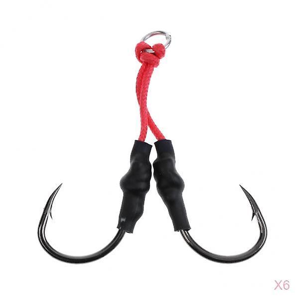 6x Jig Hooks Fishing Hooks Barbed Hooks Assist Hooks in Solid Ring Saltwater