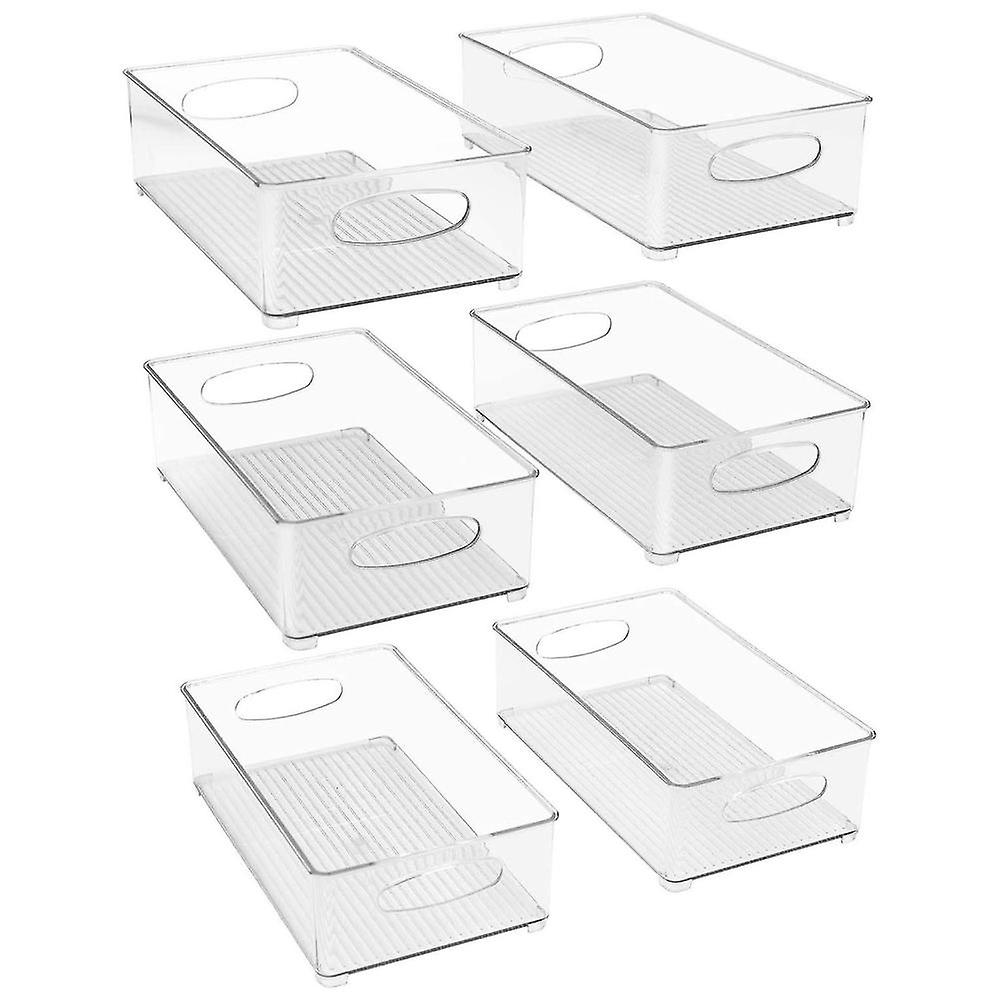 Plastic Storage Bins Stackable Clear Pantry Organizer Box Bin Containers For Organizing Kitchen Fri