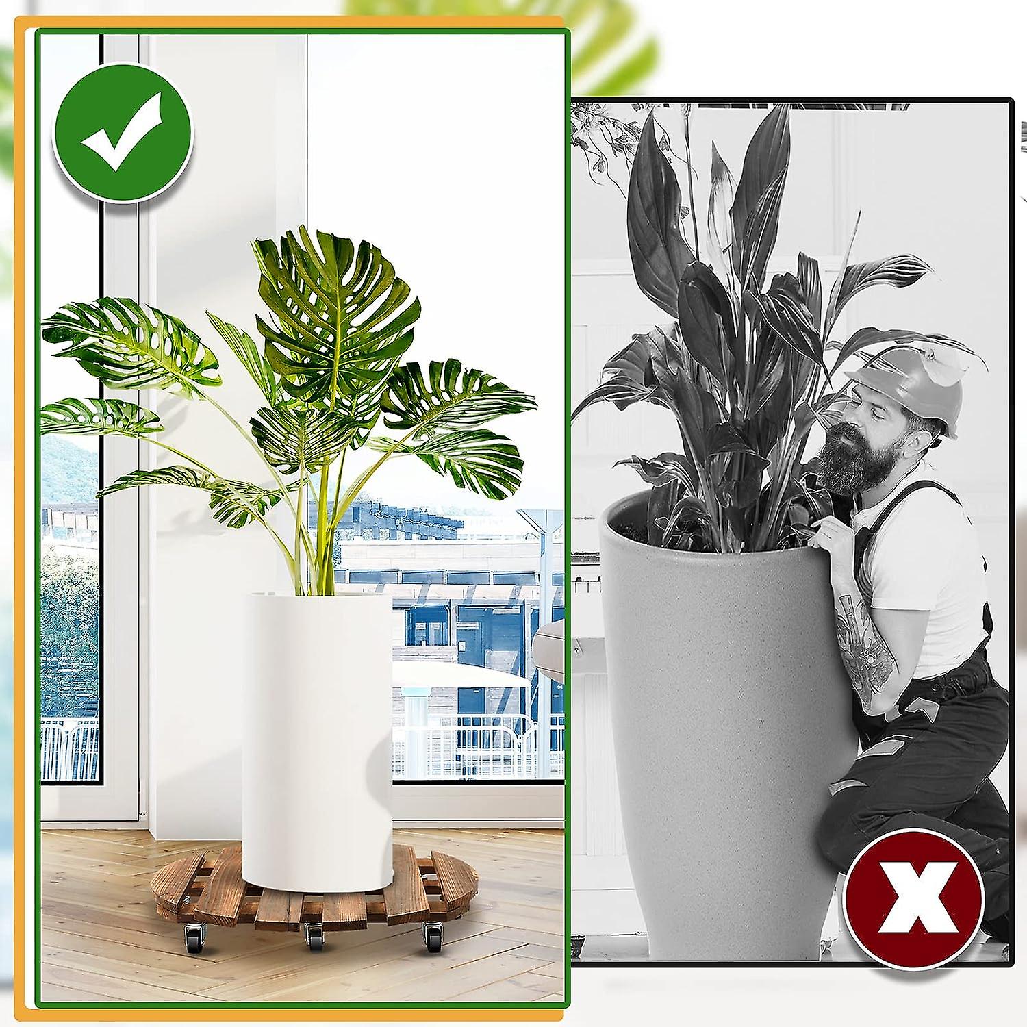 20 Inch Plant Stand With Lockable Wheels Heavy Duty Rolling Plant Stand