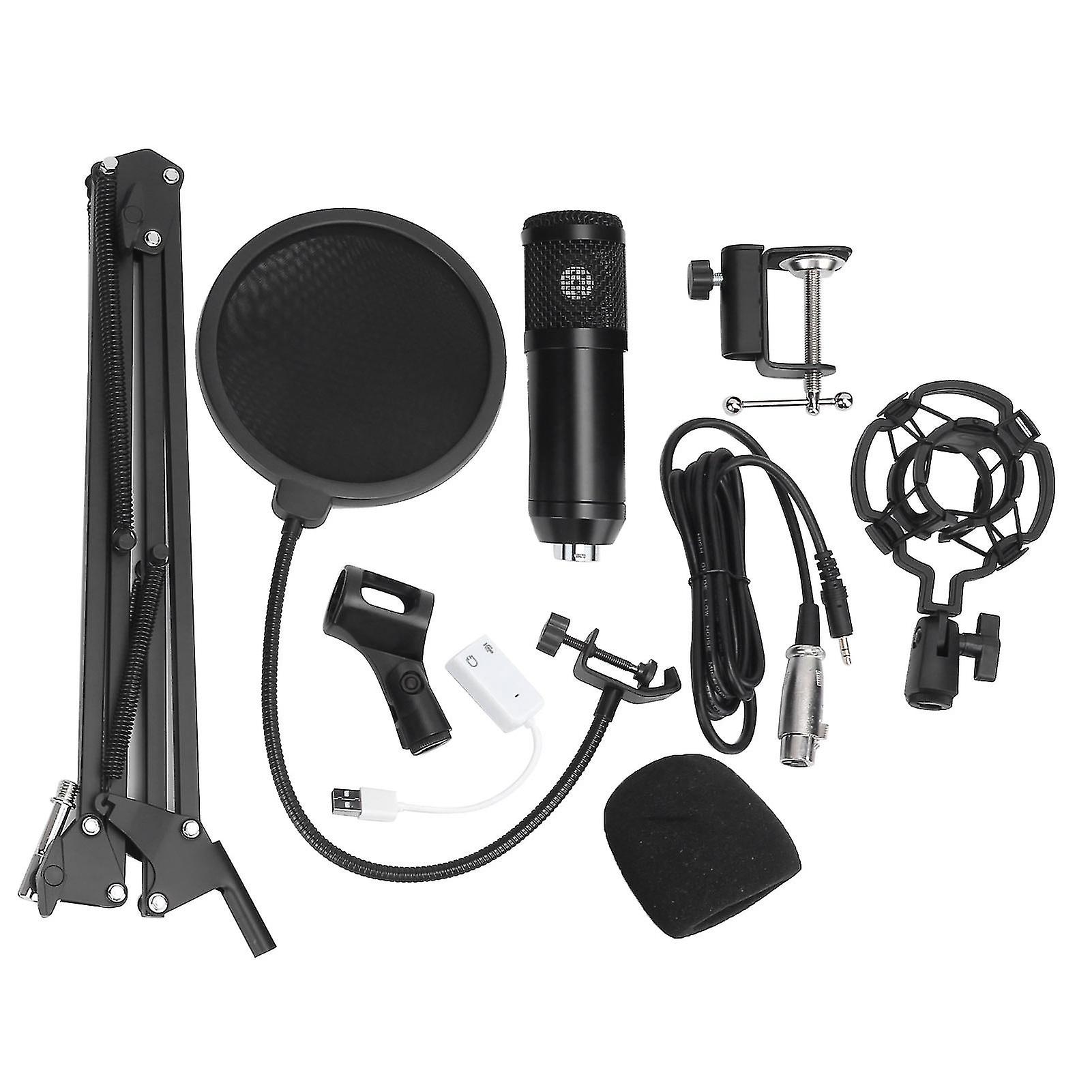 Puluz Condenser Microphone Usb Sound Card Kits For Game Live With Folding Arm Bracket