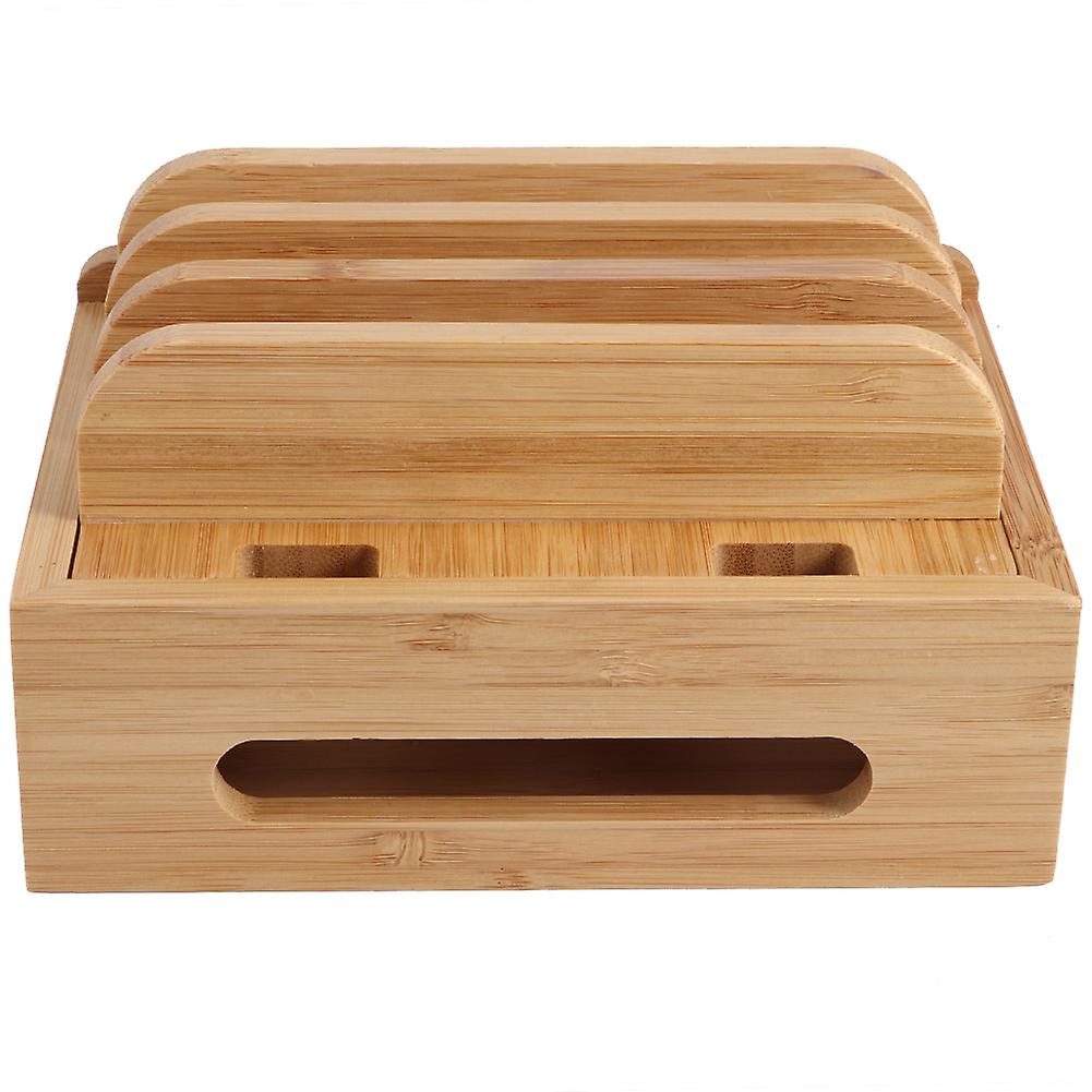 Home Office Table Bamboo Mobile Phone Storage Rack Stand Charging Rack Storage Organizer