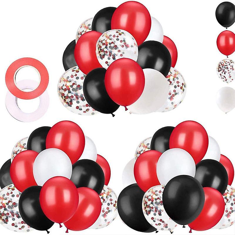 60Pcs Red and Black Balloons Kit 12 Inches Party Decoration Balloons