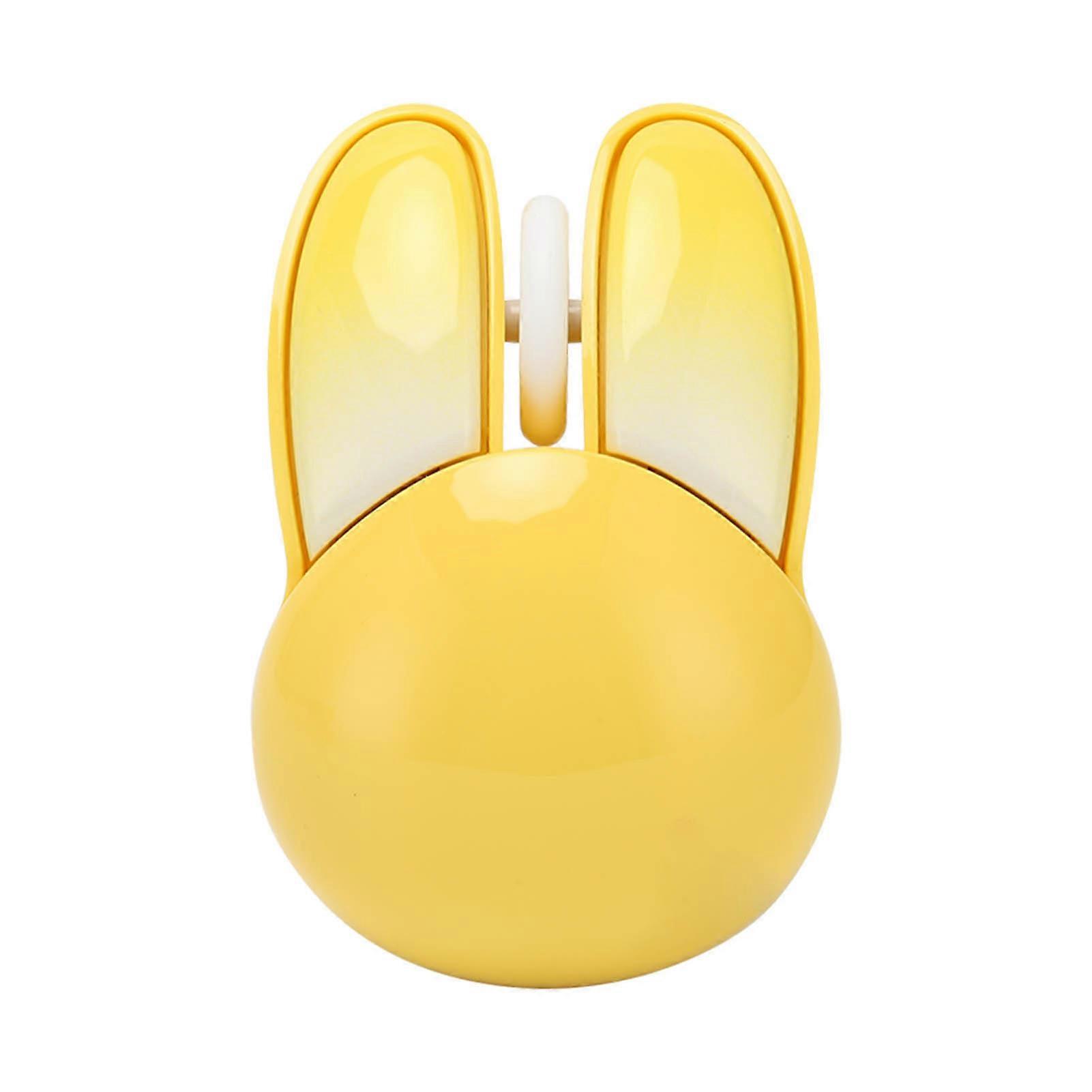 Cute Rabbit Wireless Mouse 2.4G Adjustable DPI Sensitivity 33ft Effective Range Battery Powered Silent Mouse Gaming Mice Yellow