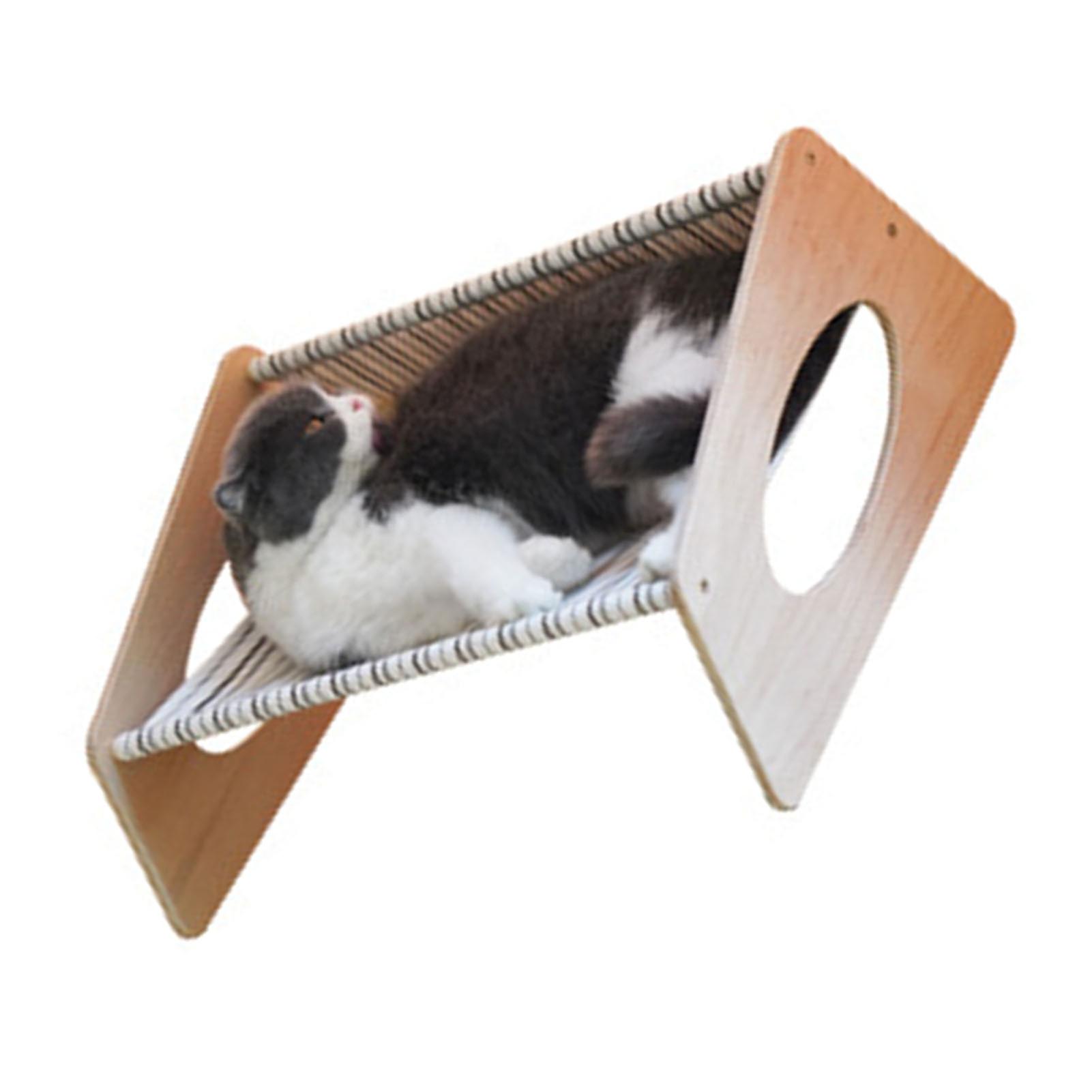 Cat Bed Hammock Medium Breathable Sturdy Linen Comfortable Elevated Cat Bed for Indoor Striped 
