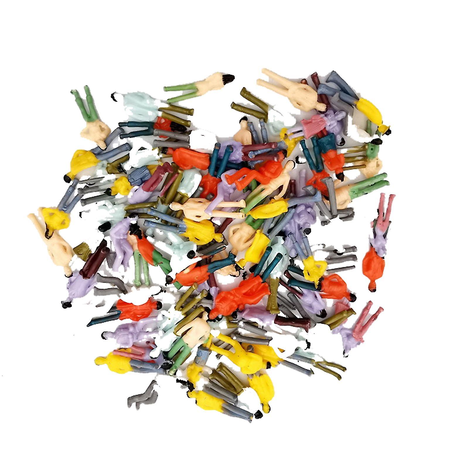 100pcs 1:75 مقياس دي متعدد الألوان مختلطة نموذج الناس الأرقام مصغرة لعبة هدية