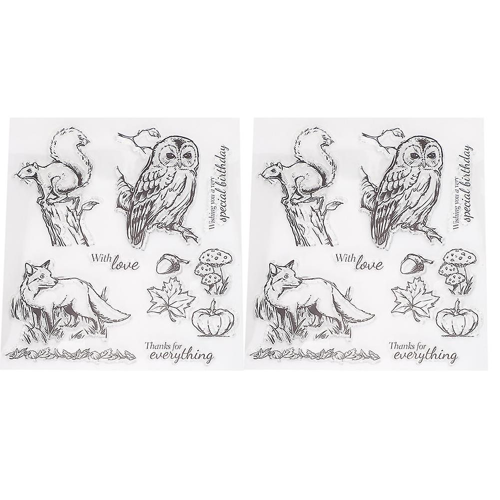 2er Pack Eule Eichhörnchen Fuchs Klare Gummistempel für Journaling T1672