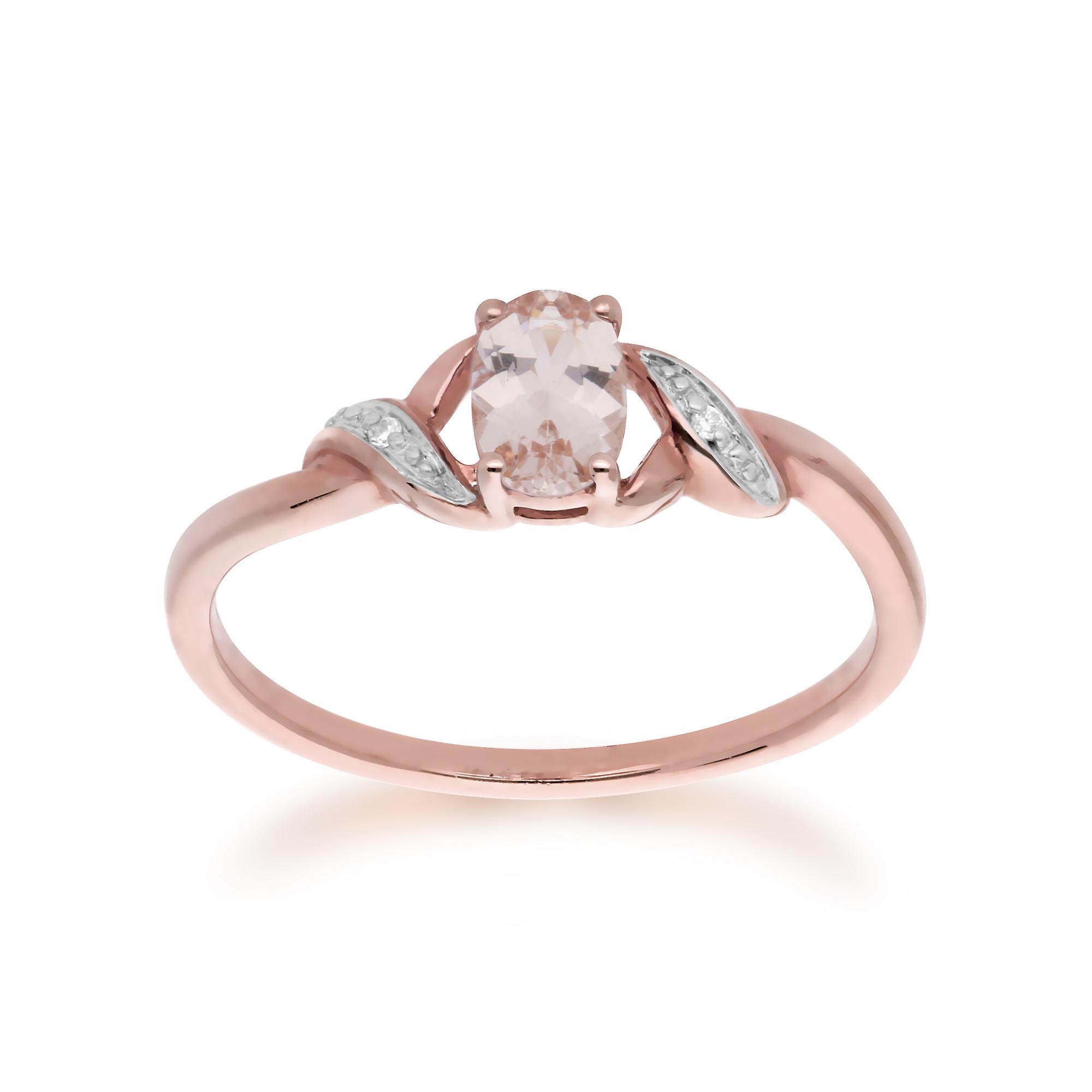 Classic Oval Morganite & Diamond Ring in 9ct Rose Gold 135R1586019