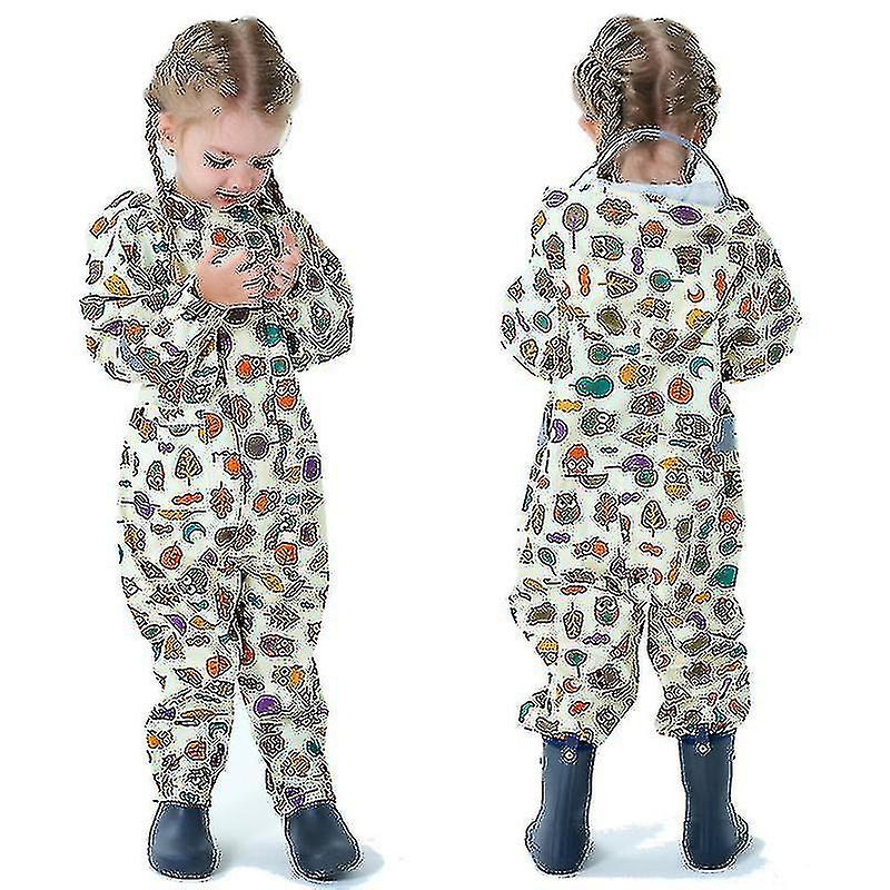 3d Barn Regnrockar För Pojkar Flickor Huva Djur Regndräkt Barn Vattentät One Piece Regnkläder)
